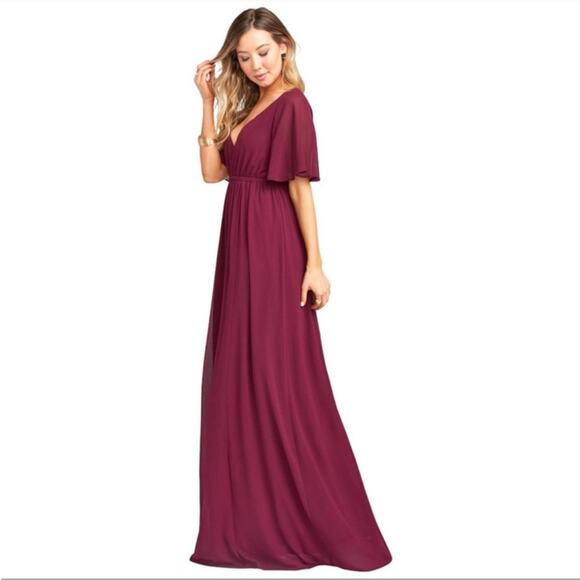 SHOW ME YOUR MUMU Emily Empire Maxi Dress in Merlot Chiffon Burgundy Size XS NEW - Picture 6 of 9